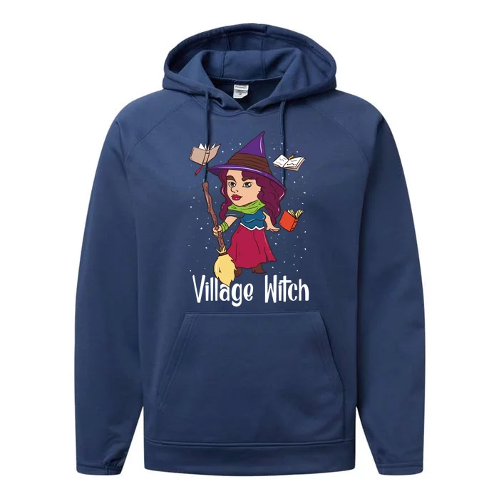 Village Witch Halloween Trick Or Treat Gift Performance Fleece Hoodie