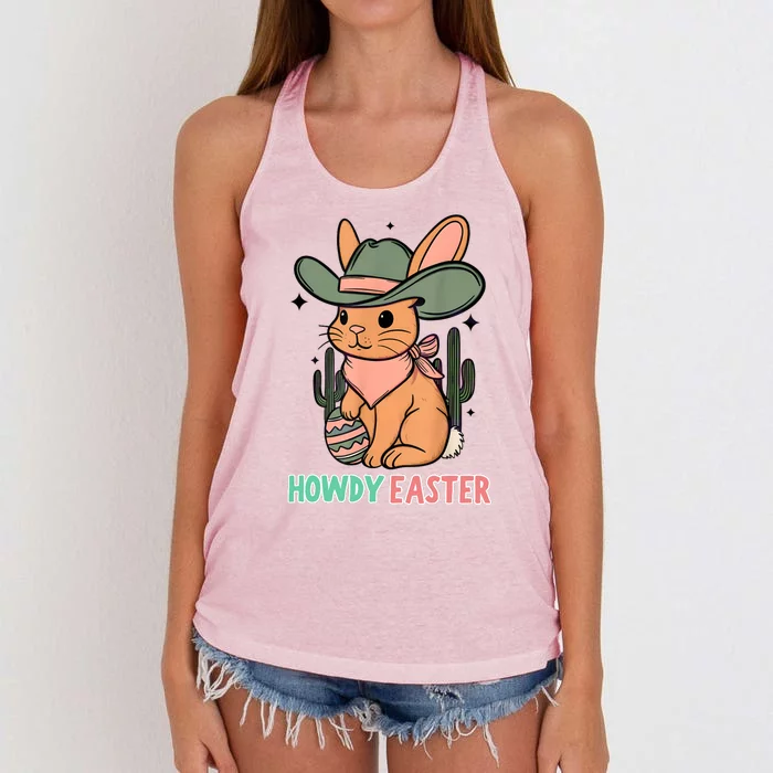 Vintage Western Howdy Easter 2024 Women's Knotted Racerback Tank