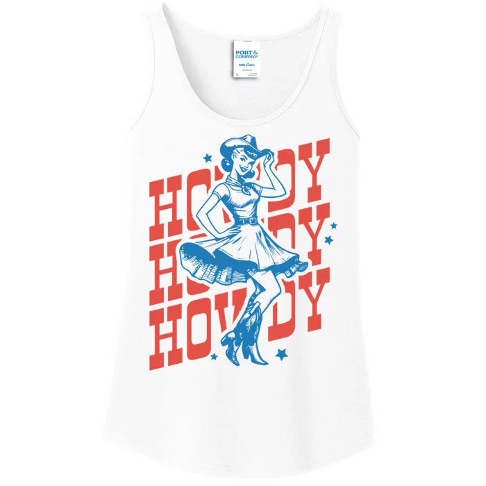 Vintage Western Howdy Rodeo Women Cowgirl Concert Ladies Essential Tank