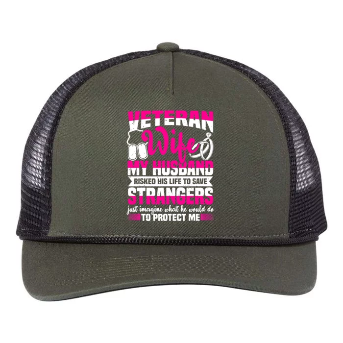 Veteran Wife Husband Soldier Saying For Military Retro Rope Trucker Hat Cap