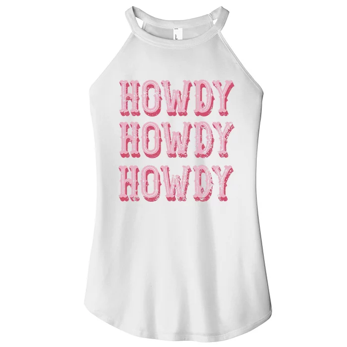 Vintage White Howdy Rodeo Western Country Southern Cowgirl Women’s Perfect Tri Rocker Tank