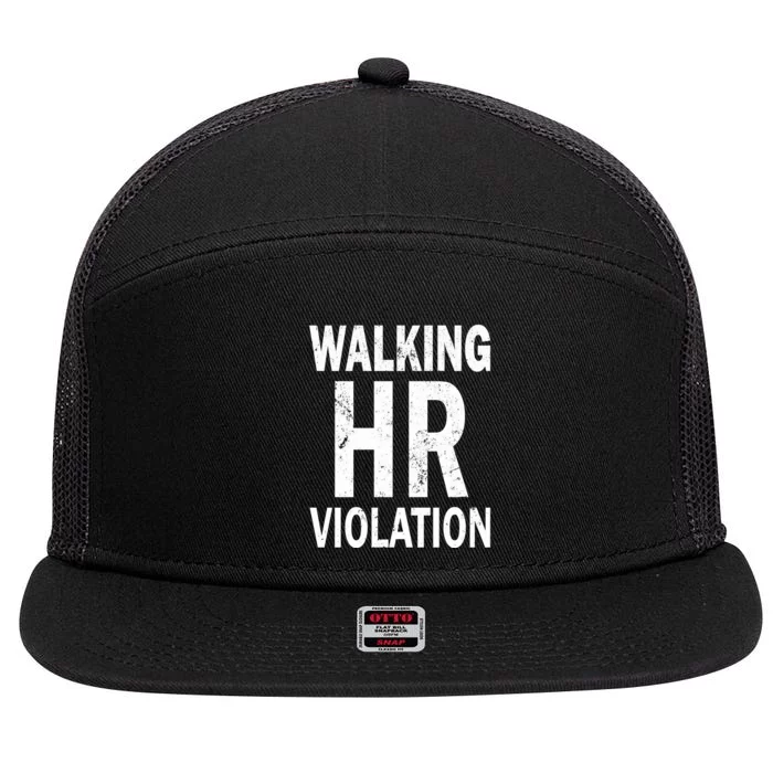 Vintage Walking HR Violation HR Human Resources Nightmare 7 Panel Mesh Trucker Snapback Hat