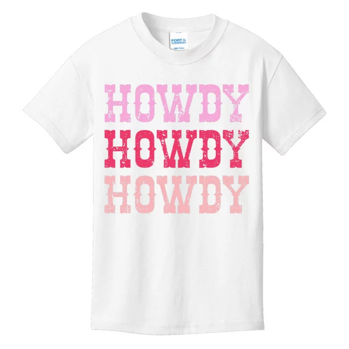 Vintage White Howdy Rodeo Western Country Southern Cow Kids T-Shirt