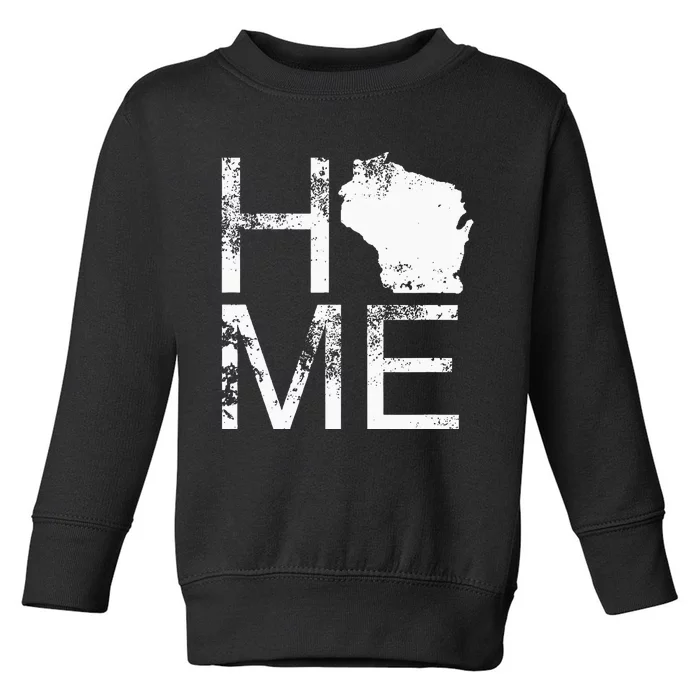 Vintage Wisconsin Home Map In Place Of O Wi State Wisconsin Toddler Sweatshirt