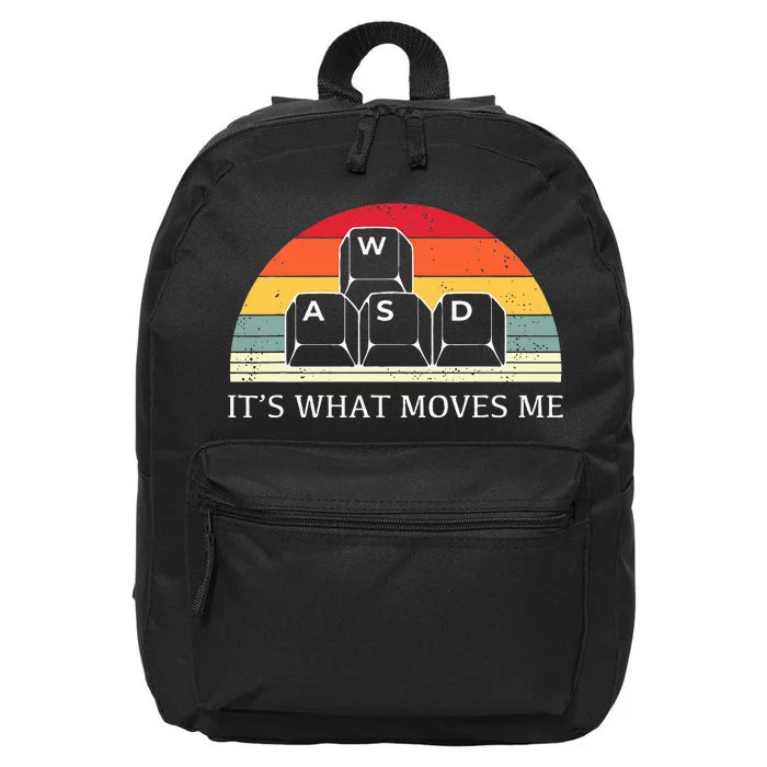 Vintage WASD It's What Moves Me Keycaps Computer Video Gamer 16 in Basic Backpack