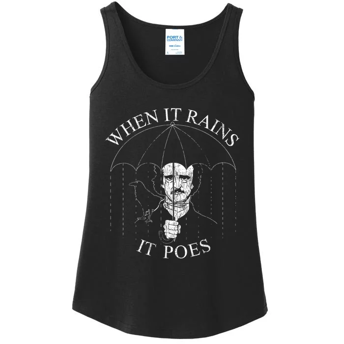 Vintage When It Rains It Poes Funny Edgar Allan Poe Ladies Essential Tank