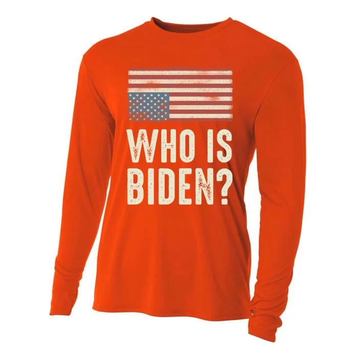 Vintage Who Is Biden? Emergency Flag Gift Cooling Performance Long Sleeve Crew