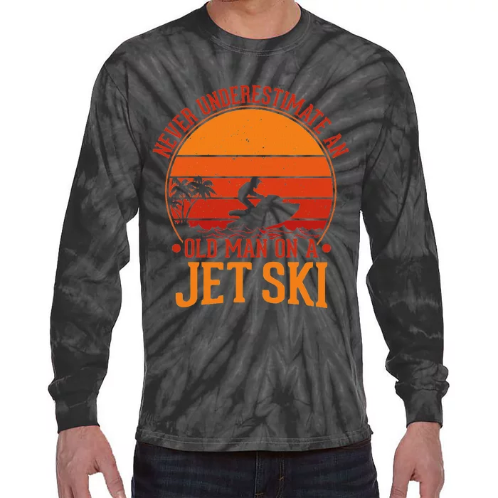 Vintage Water Jet Ski Fun Beach For Retro Jet Ski Tie-Dye Long Sleeve Shirt