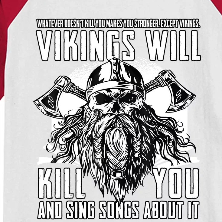 Vikings Will Kill You And Sing Songs About It Funny Viking Kids Colorblock Raglan Jersey