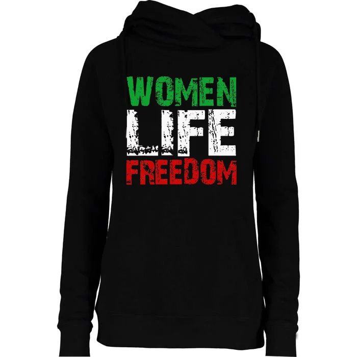 Vintage Woman Life Freedom Distressed Political Free Iran Womens Funnel Neck Pullover Hood