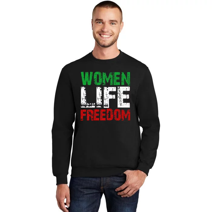 Vintage Woman Life Freedom Distressed Political Free Iran Tall Sweatshirt