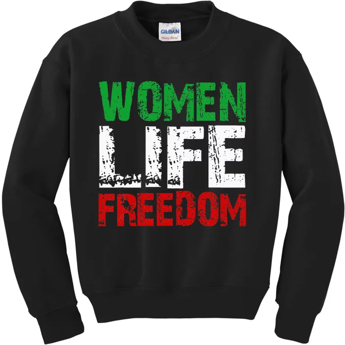 Vintage Woman Life Freedom Distressed Political Free Iran Kids Sweatshirt