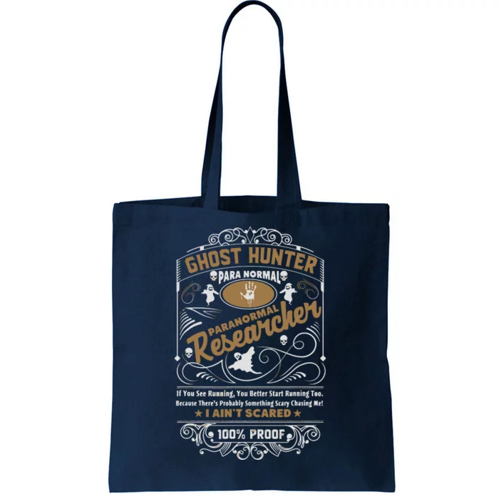 Vintage Whiskey Label Ghost Hunter Tote Bag