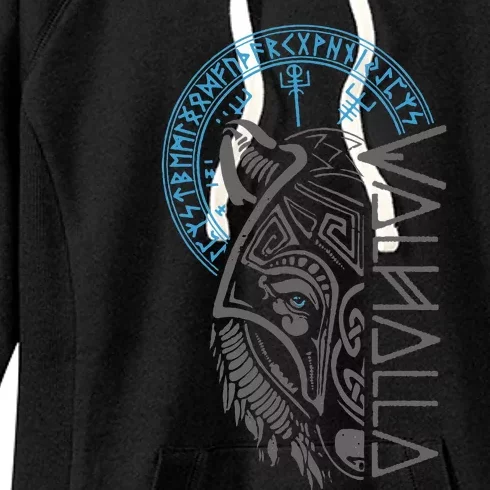 Valhalla Wolf Mask Odin Runes Norse Compass Viking Women's Fleece Hoodie