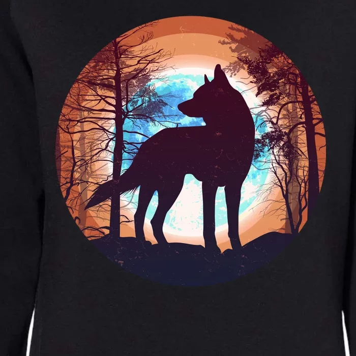 Vintage Wolf Moon Forest Womens California Wash Sweatshirt