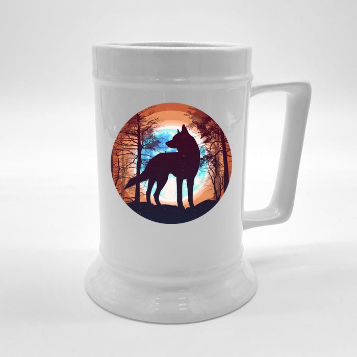 Vintage Wolf Moon Forest Front & Back Beer Stein