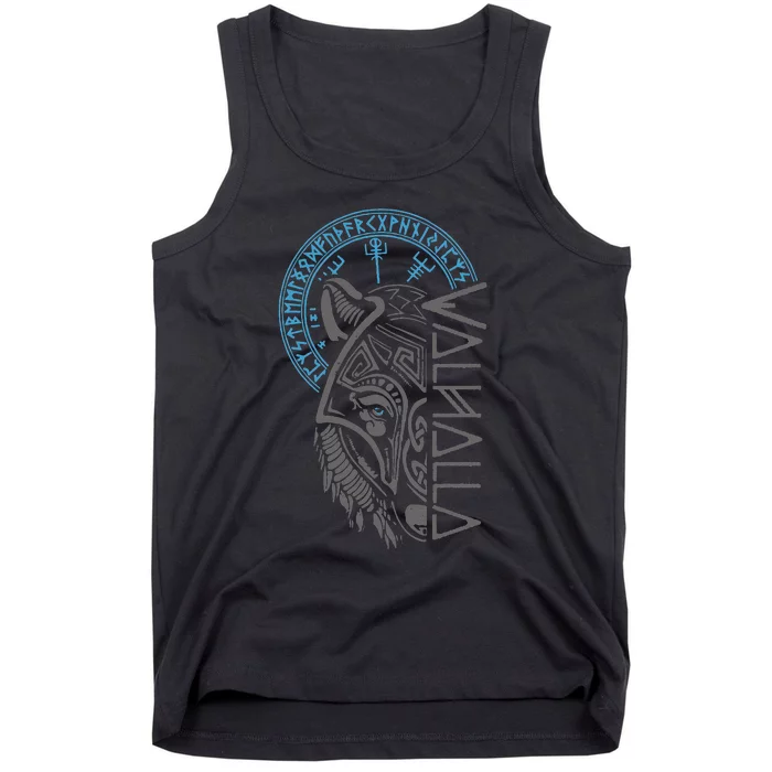 Valhalla Wolf Mask Odin Runes Norse Compass Viking Tank Top