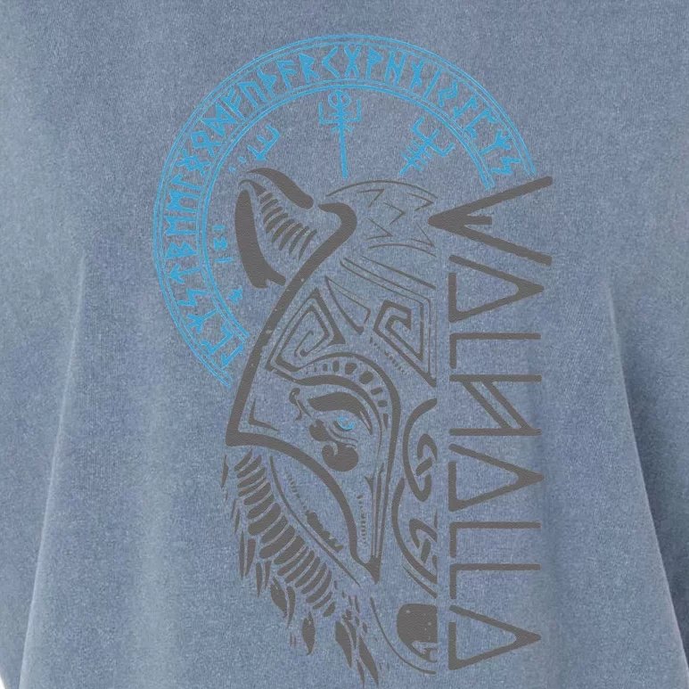 Valhalla Wolf Mask Odin Runes Norse Compass Viking Garment-Dyed Women's Muscle Tee