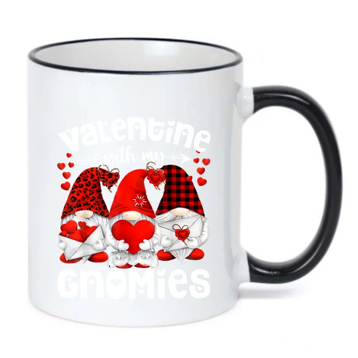 Valentine With My Gnomies Gnomes Red Plaid Valentines Day Gift Black Color Changing Mug