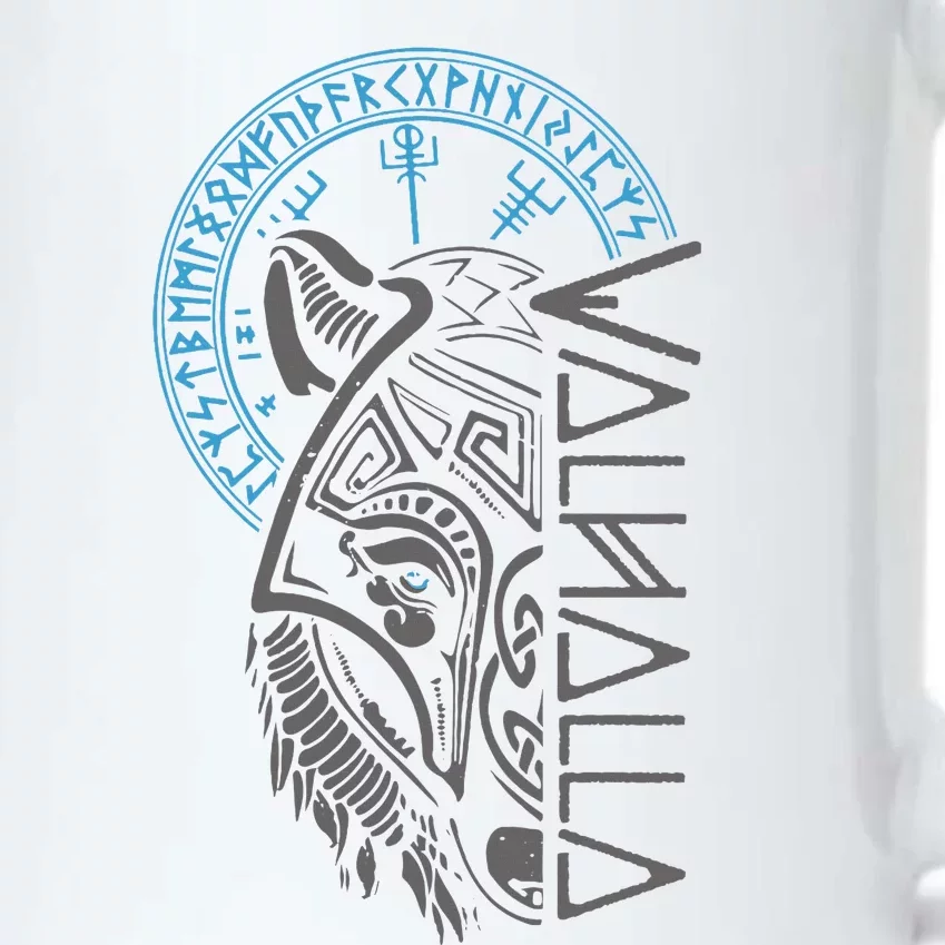 Valhalla Wolf Mask Odin Runes Norse Compass Viking Black Color Changing Mug