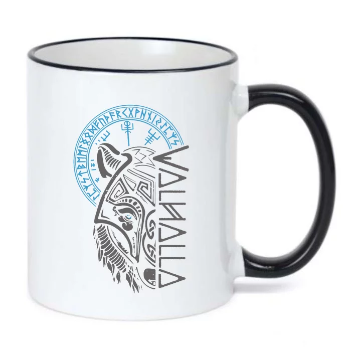 Valhalla Wolf Mask Odin Runes Norse Compass Viking Black Color Changing Mug