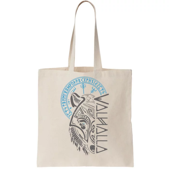 Valhalla Wolf Mask Odin Runes Norse Compass Viking Tote Bag