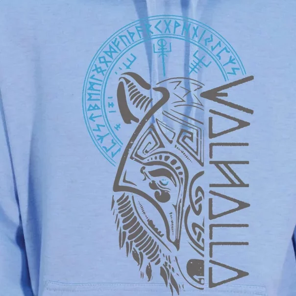 Valhalla Wolf Mask Odin Runes Norse Compass Viking Unisex Surf Hoodie