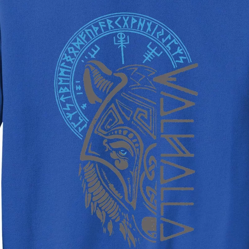 Valhalla Wolf Mask Odin Runes Norse Compass Viking Tall Sweatshirt