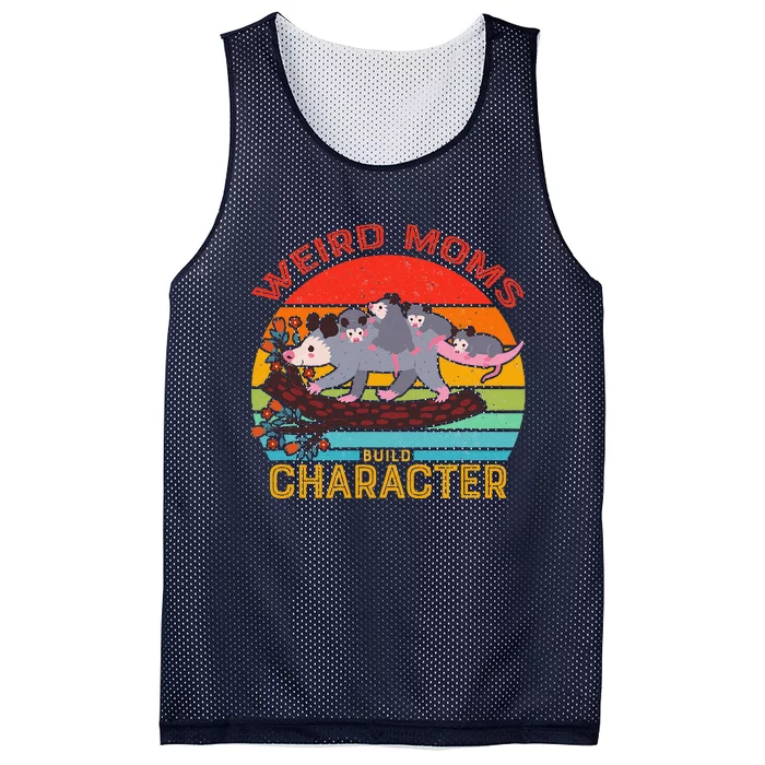 Vintage Weird Moms Build Character Opossum Mom Mother's Day Mesh Reversible Basketball Jersey Tank