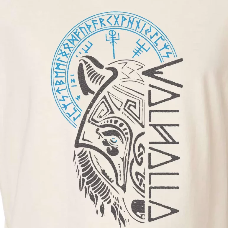 Valhalla Wolf Mask Odin Runes Norse Compass Viking Garment-Dyed Women's Muscle Tee