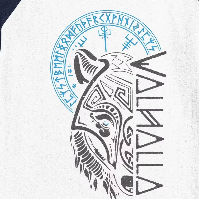 Valhalla Wolf Mask Odin Runes Norse Compass Viking Baseball Sleeve Shirt