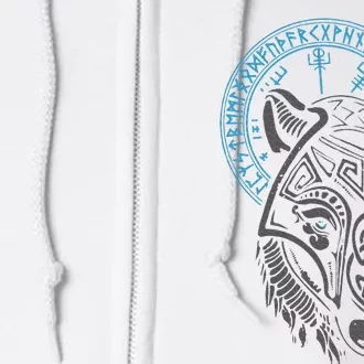 Valhalla Wolf Mask Odin Runes Norse Compass Viking Full Zip Hoodie