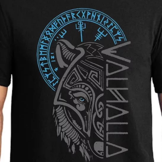 Valhalla Wolf Mask Odin Runes Norse Compass Viking Pajama Set