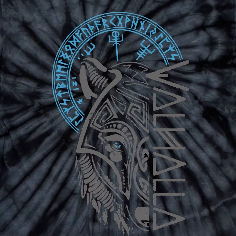 Valhalla Wolf Mask Odin Runes Norse Compass Viking Tie-Dye T-Shirt