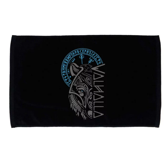 Valhalla Wolf Mask Odin Runes Norse Compass Viking Microfiber Hand Towel