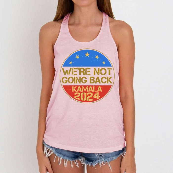 Vintage Were Not Going Back Vote Kamala Harris 2024 Election Women's Knotted Racerback Tank