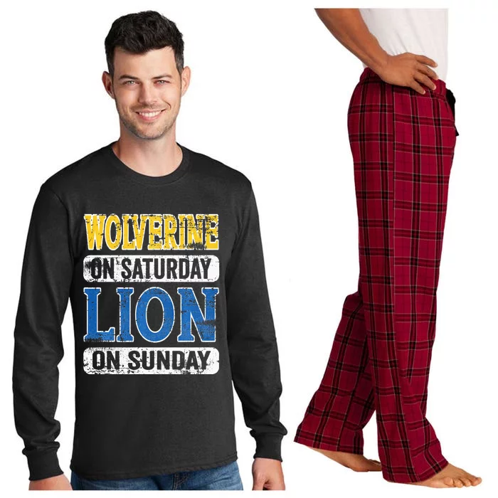 Vintage Wolverine On Saturday Lion On Sunday Long Sleeve Pajama Set