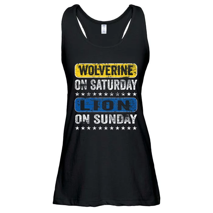 Vintage Wolverine On Saturday Lion On Sunday Detroit Ladies Essential Flowy Tank