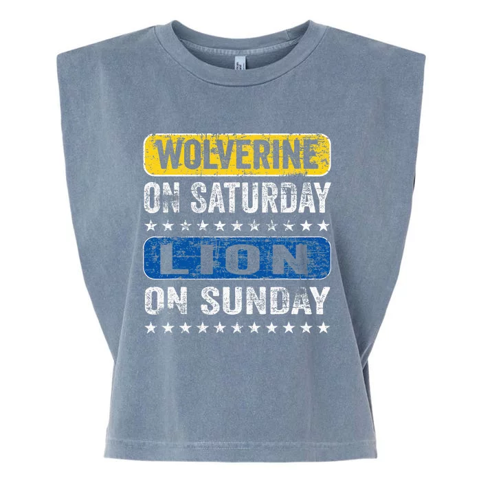 Vintage Wolverine On Saturday Lion On Sunday Detroit Garment-Dyed Women's Muscle Tee