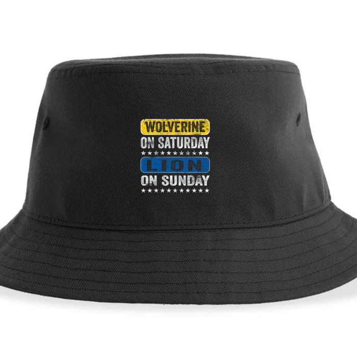 Vintage Wolverine On Saturday Lion On Sunday Detroit Sustainable Bucket Hat