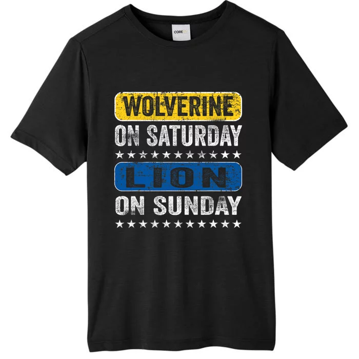 Vintage Wolverine On Saturday Lion On Sunday Detroit ChromaSoft Performance T-Shirt