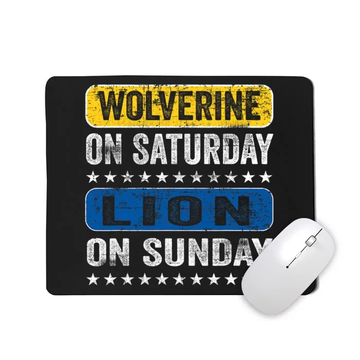 Vintage Wolverine On Saturday Lion On Sunday Detroit Mousepad