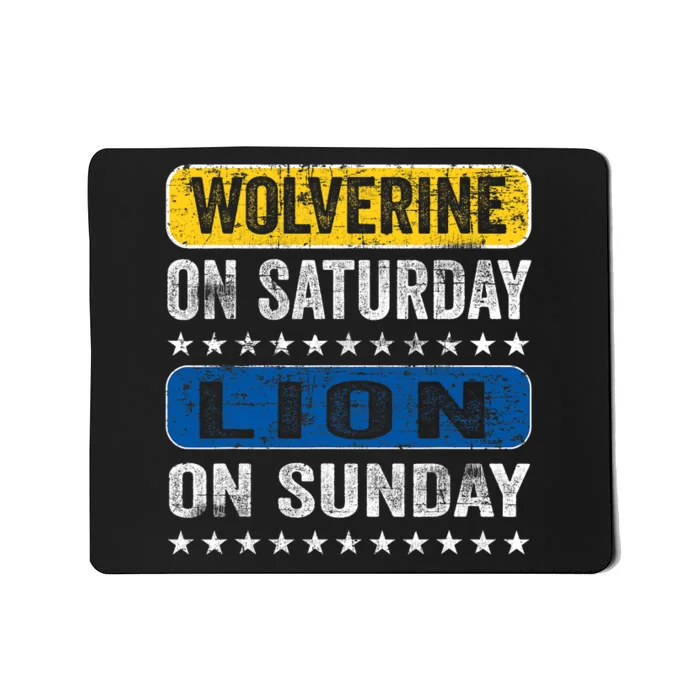 Vintage Wolverine On Saturday Lion On Sunday Detroit Mousepad