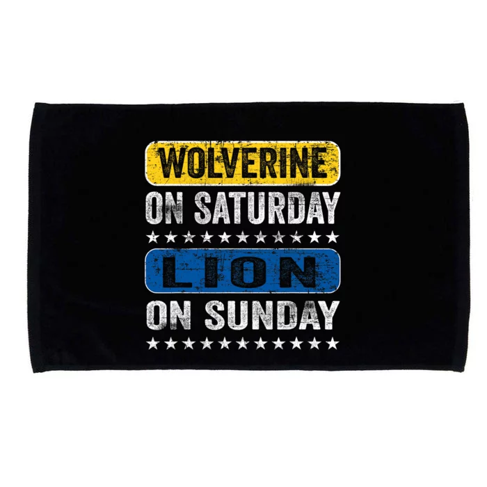 Vintage Wolverine On Saturday Lion On Sunday Detroit Microfiber Hand Towel