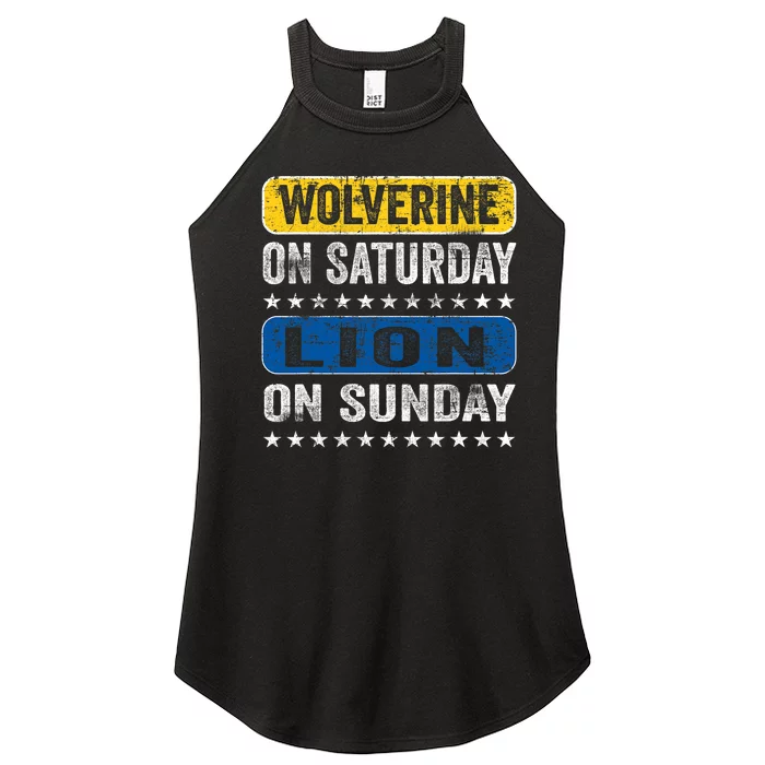 Vintage Wolverine On Saturday Lion On Sunday Detroit Women’s Perfect Tri Rocker Tank