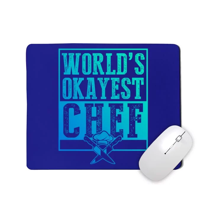 Vintage Worlds Okayest Chef Gift Cooking Gift Great Gift Mousepad