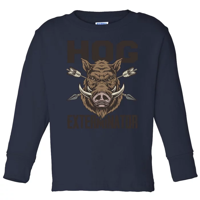 Vintage Wild Pig Hunt Hunting Hog Exterminator Boar Hunter Toddler Long Sleeve Shirt