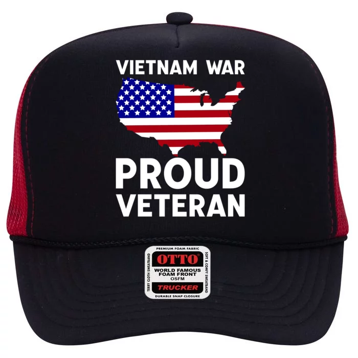 Vietnam War Proud Veteran High Crown Mesh Trucker Hat