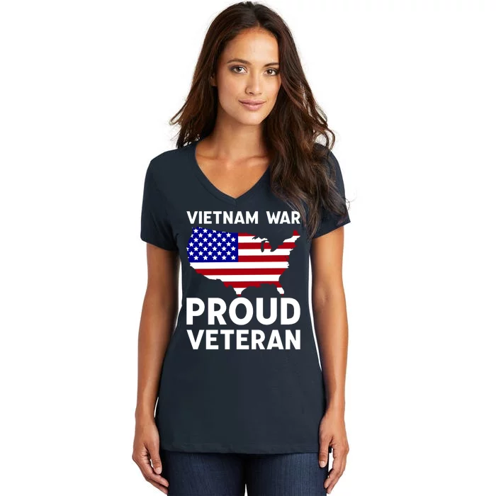 Vietnam War Proud Veteran Women's V-Neck T-Shirt