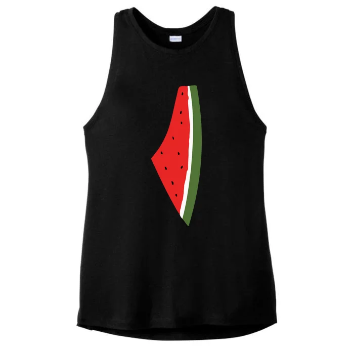 Violet Wear Palestine Watermelon Ladies Tri-Blend Wicking Tank